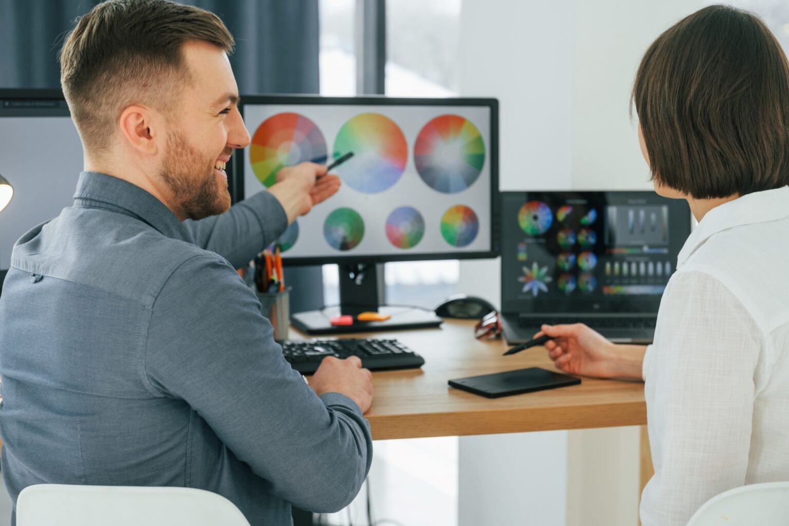 Designers talking with each other about new ideas